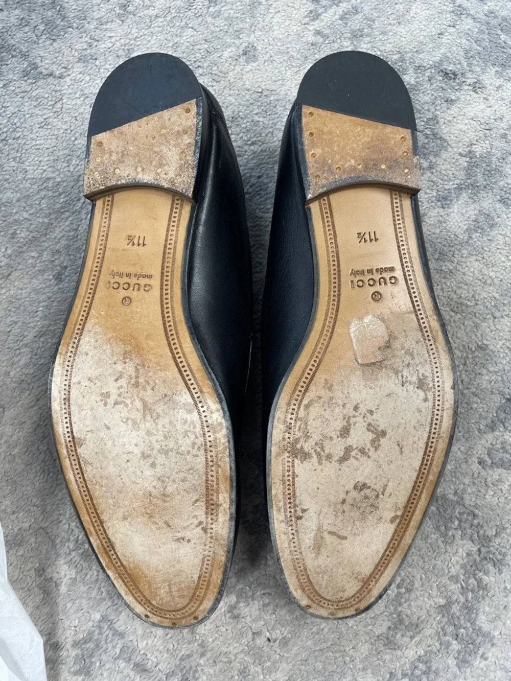 Gucci Black Leather Agnello Plonge Skull Wings Brixton Horsebit Loafers 11.5